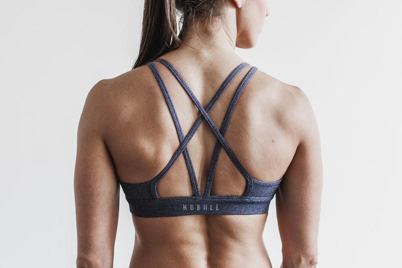 Navy Nobull Sports Bra (HEATHER) Women's Sports Bra | CA U2227Z